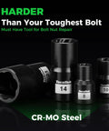 Heavy Duty Impact Bolt And Nut Extractor Kit 25 Pcs With 3/8 Inch And 1/2 Inch Drive Remover Sockets Metric 8-27Mm CR-MO Chrome Moly Steel