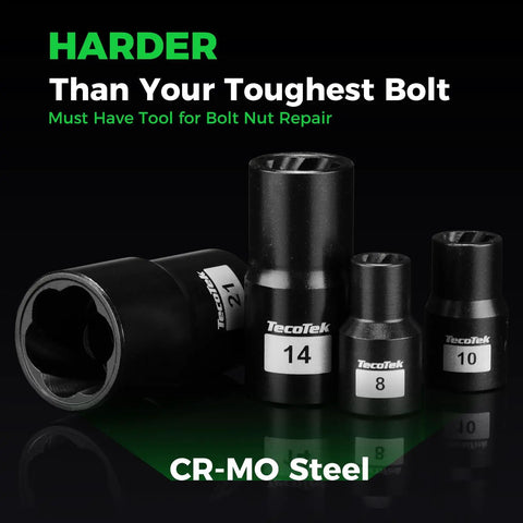 Heavy Duty Impact Bolt And Nut Extractor Kit 25 Pcs With 3/8 Inch And 1/2 Inch Drive Remover Sockets Metric 8-27Mm CR-MO Chrome Moly Steel