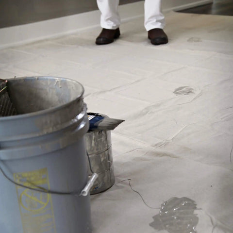 Stay Put Canvas Plus Drop Cloth 9 ft by 12 ft with leak resistant protection, 3 layer absorbent canvas holds paint spills, studio use