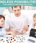 Family using Rock Tumbler Polisher Kit For Kids And Beginners, Electric Gem Grinder with DIY set for home crafting and learning