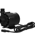 Straight Up Silent Submersible Pump Equipped With Brushless DC Motor And IP68 Waterproof Rating, compact size with black engineering plastic shell.