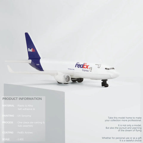 1/400 Fe Dex Plastic Airplane Model For Display And Collecting Diecast Metal and Plastic Build shown on a white background.