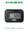 Digital OEM Maintenance Hour Meter Gauge For DC Power Systems From 5V To 60V Works With 12V 24V 36V 48V Gear And Rigs Tracks Total Running Hours Up To 99999H And Delivers A Handy 50H Maintenance Reminder, black LCD meter