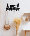 Metal Bear Coat Rack Wall Mount With Six Hooks For Hats Coats Towels Keys Bags And More Durable Black Finish on white wall