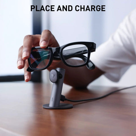 Aluminum Charging Stand For Ray-Ban Meta Smart Glasses Portable Dock With SuperFast Charge In 40 Minutes And Fifty Percent In 20 Minutes