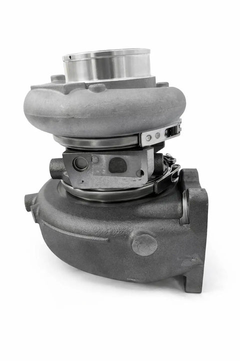 Direct Fit Turbocharger Replacement For Maximum Boost And Efficiency, 5327337 Part, side view, gray and durable metal construction