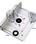 Shop Grade Aluminum Router Table Insert Plate With Snap Fit Mounting Holes And Dead Center Alignment Rulers For Knockout Woodworking Carving And Router Trimming Jobs Silver Set with measuring details