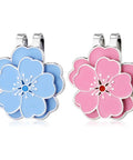 Blue and pink flower-shaped Magnetic Golf Ball Marker With Hat Clip Set Two Piece Flower Shape Markers And Clips For Women Men Golf Accessories Gift