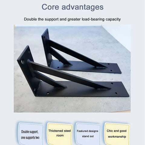 Badass Heavy Duty Shelf Brackets Featuring Rust Proof Powder Coated Steel Wall Mount for sturdy support under heavy shelves.