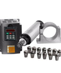 Robust Industrial 2.2Kw Air Cooled Spindle Motor 80Mm For Diy Milling Machines with 220V Vfd Inverter and mounting clamp.
