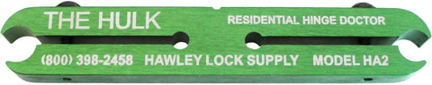Front view of HA2 AB Residential Hinge Repair Kit, featuring USA made model HA2 tool in green for hinge adjustments.