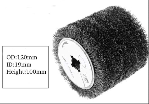 Stainless Steel Wire Wheel For Wood And Metal Surface Polishing And Rust Removal Heavy Duty Workhorse, 120mm OD, 19mm ID, 100mm height