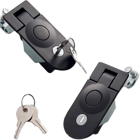 Heavy Duty Stainless Steel Boat Compression Latch 52mm Adjustable Flush Mount For Marine RV Electrical Cabinets with keys visible.