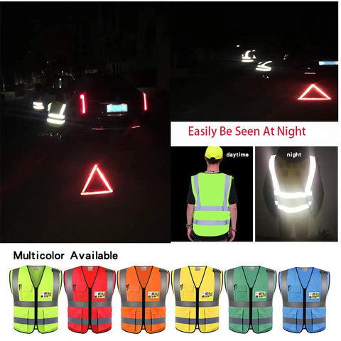 Hi Vis Safety Vests With Pockets Pack Of 10 For Outdoor Work Cycling Running Walking And Sports Reflective Vests colors and reflection