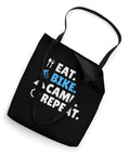 Gravel Bikepacking Tote Bag For Eat Bike Camp Repeat Adventure Lovers With 16x16 Inch Lightweight Polyester Canvas Dual 14 Inch Black Webbing Handles Trail Ready.