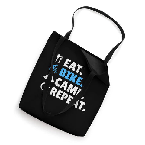 Gravel Bikepacking Tote Bag For Eat Bike Camp Repeat Adventure Lovers With 16x16 Inch Lightweight Polyester Canvas Dual 14 Inch Black Webbing Handles Trail Ready.