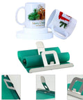 Three Pack 15OZ Sublimation Silicone Mug Wraps for Oven Printing with Heat Resistant 3D Mug Clamps and green rubber clamp set