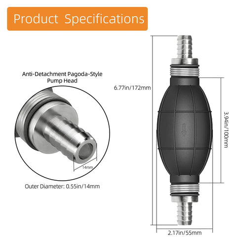Hand Powered Fuel Primer Bulb Pump For Outboard Motor 14mm One Half Inch Primer Bulb Black Rubber Portable Hand Pump For Gasoline Diesel Oil And Water Quick Transfer And Durable Marine Grade