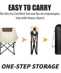 Three-stage image of Ultralight Folding Camping Chair With 450 Pound Capacity, from setup to compact storage.