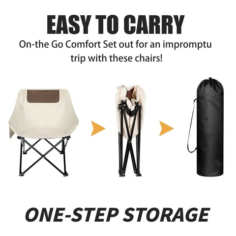Three-stage image of Ultralight Folding Camping Chair With 450 Pound Capacity, from setup to compact storage.