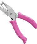 One Quarter Inch Hole Punch For Crafts With Pink Soft Grip Handle, handheld for home office, shown against a white background.