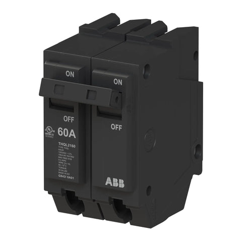 60 Amp Double Pole Circuit Breaker For 120/240V Panels With 10 kAIC Interrupt Rating - Thermal Magnetic Plug-On Load Center Breaker For Residential And Commercial Safety Beefy Protection, ABB 60A