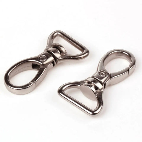 Must Have Pack Of 20 Silver 360 Degree Curved Lobster Clasps Swivel Trigger Clips For 3/4 Inch Straps Durable Zinc Alloy Hardware Replacement For Shoulder Bags Backpacks And Luggage. Silver zinc alloy swivel lobster clasps shown open on white background.