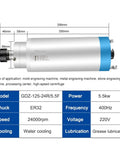 Drop In Setup 5.5KW Water Cooled CNC Router Motor With ER32 Spindle And Precision Bearings dimensions and specs for stone engraving.
