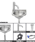 Wall Mounted Stainless Steel Hand Wash Basin For Kitchen Bar Garage Laundry Workshop RV And Boats A Space Saving Utility Sink With Easy To Clean Design 30X28X10Cm