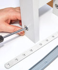 Flat Straight Furniture Brackets Set of 4 in Stainless Steel, 9.63 x 0.79 x 0.12 Inches, Mending Plates for Joint Reinforcement shown in use