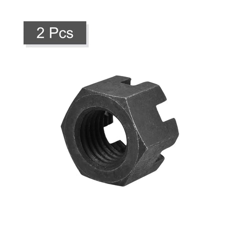 Super Tough M24X3mm Hex Castle Nuts Built From Badass Carbon Steel With A Durable Black Coating Grade 4.8 Fasteners Sold In A Two Piece Pack That Act As A Total No Brainer For Any Weekend Warrior
