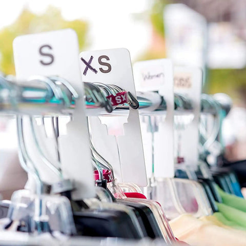 Durable Plastic Clothes Rack Dividers With Blank Custom Tags For Easy Closet Organization In White 5 By 2 Inch Polypropylene Garment