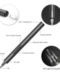 Compact Mini Electric Screwdriver Kit with LED light, aluminum alloy handle, USB-C port, and charging indicator for tech repairs.
