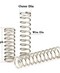 CREEYA metal compression spring assortment; three coil springs in varying outer diameters and lengths.
