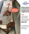 Image showing Wedge Downspout Guard 2 Pack That Prevents Clogged Downspouts From Leaves And Debris Reduces Gutter Cleanouts installed in gutter.