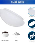 6 Inch White Classic Globe Dome Glass Shade Fits 5-1/2 Inch Fitter Replacement Mushroom Shade For Pendant Lighting, Ceiling Fans, And Bathroom Fixtures Easy Upgrade For Cozy Vibe