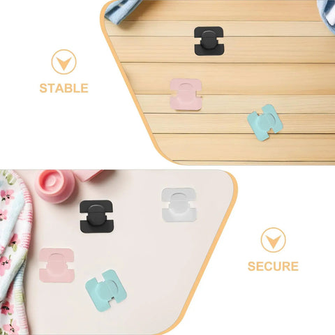 4 Pack Kid Proof Fridge And Cabinet Latch Set With Invisible Design Made From ABS Material Displayed In Multiple Colors
