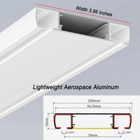 Double Curtain Track Ceiling Mounted 8 Ft Aluminum Curtain Rails, Heavy Duty Aluminum Rail System For Drapes, Smooth Gliding, Durable Wear Resistant Finish, Ideal For Living Room, Bedroom, And Office Windows. White double ceiling curtain track with 3.95-inch width and aluminum profile