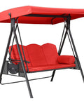 Universal 3 Seat Patio Swing Canopy Top Replacement Cover 75-Inch By 47-Inch All-Weather Waterproof Outdoor Shade For Porch Garden Backyard Red Top Only Weatherproof UV Resistant Easy Fit Durable Patio Swing Accessory on black frame