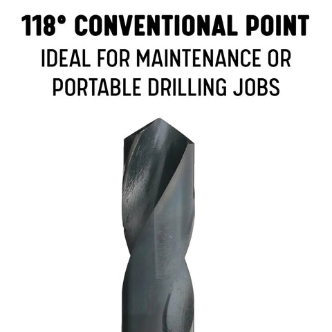 Built Tough Badass Thirty Three Piece High Speed Steel Reduced Twist Drill Bit Set Featuring A Sharp Black Oxide Coating And Round Shanks, 118 degree conventional point design.