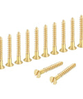Brass Slotted Flat Head Wood Screws M4 x 30mm Self-Tapping For Indoor Furniture Appliances And Woodworking Pack Of 12