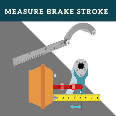 Pro Grade Air Brake Chamber Identification Tool For Quick Clamp Type 6 To 36 ID measuring pushrod stroke, detects wear.
