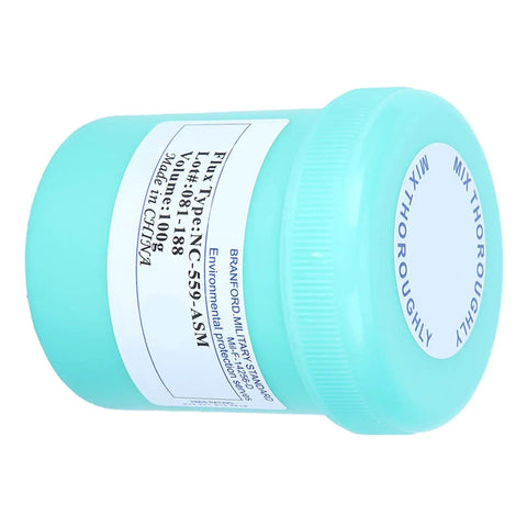No Clean Flux Paste For Electronics And PCB Repair NC-559-ASM 28um Solder Flux in 100g container with label