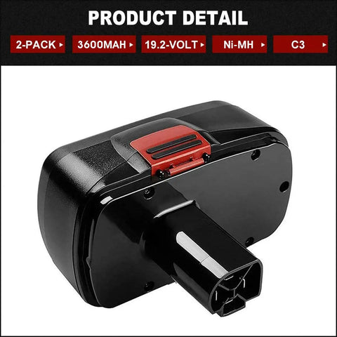Heavy Duty 19.2V Battery Replacement For DieHard C3 3600mAh Two Pack Fits 315.115410 315.11485 130279005 cordless drill battery