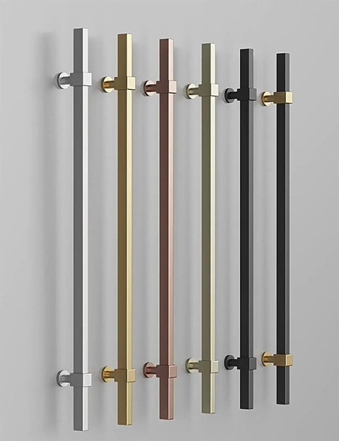 Extra Long Two Sided Pull Door Handle For Interior And Exterior Doors Heavy Duty Stainless Steel Push Pull Bar With Black And Gold Finish 180 Cm Long Dual Access Door Handle For Easy Front And Back Entry, showing various color options.