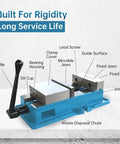 Beefy Heavy Duty 4 Inch Milling Vise With 3.9 Inch Jaw Width CNC Bench Clamp High Precision Drill Press Vise 45 Degree Downward Force Clamping For Milling Drilling And Shaping Machines, blue cast iron body
