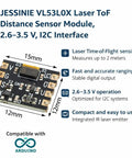 VL53L0X Laser ToF Distance Sensor Module sporting slick I2C links, compact design, measures up to 2 meters, power range 2.6V to 3.5V