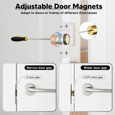 Adjustable magnet installation from 4 Pack Strong Magnetic Door Catch Set For Closet And French Doors Hidden Magnetic Ball Catch Latch Hardware.