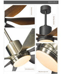 66 Inch Silent Ceiling Fan With Built In Light And Smart Remote, Power Saving DC Motor, Whisper Quiet Six Blades, Reversible All Season Airflow For Kitchen Or Living Room, Hassle Free Sweet Cooling features a close-up view of wooden blades and milky light cover.
