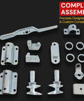 Two Pack Container Door Lock Parts Kit Without Operation Bar For Shipping Containers, Rugged Latch Components Include Bar End Insert One Inch Outer Diameter And Plastic Sleeve One And A Half Inch Inner Diameter, Great For Repairs, showing complete assembly of metal latch components including bar end inserts and plastic sleeves.